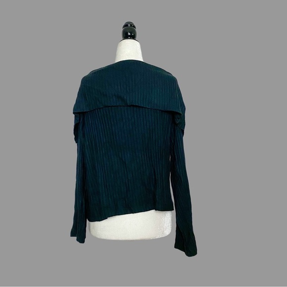 ❤️ XL ❤️ NWT Anthro Top Off The Shoulder Black Buttons Ribbed Long Sleeve​ - Picture 2 of 6